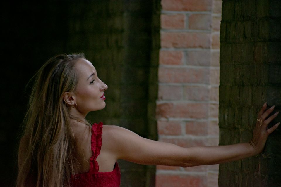 Professional model shoot photographed on a walk through Hampstead, London, by Aby Abhyankar — frame 52 of 79.