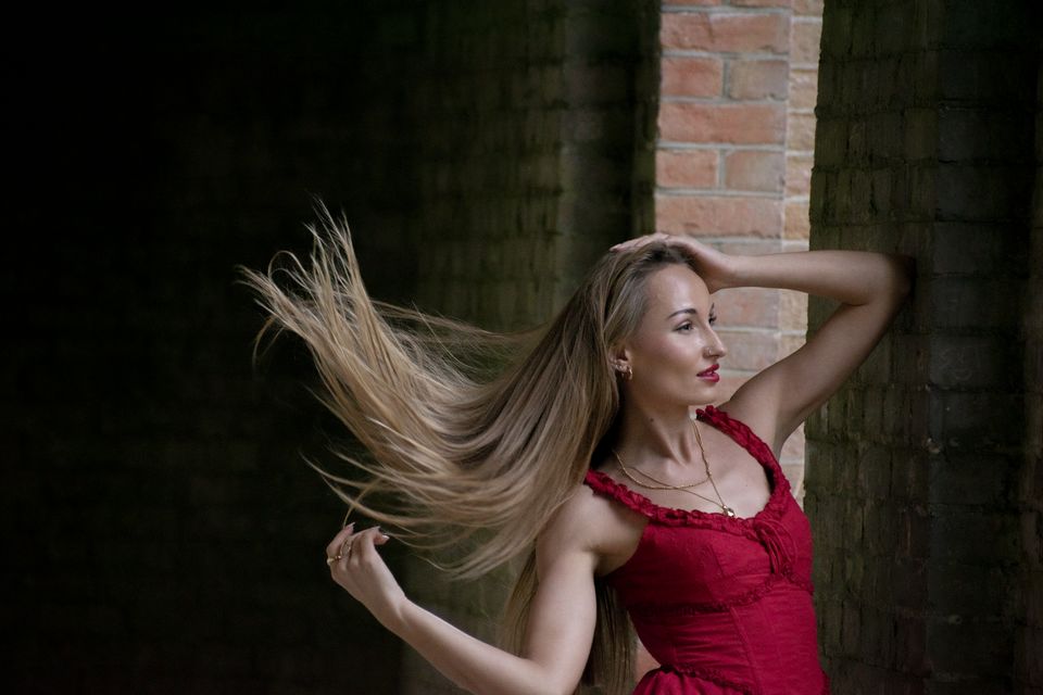 Professional model shoot photographed on a walk through Hampstead, London, by Aby Abhyankar — frame 53 of 79.