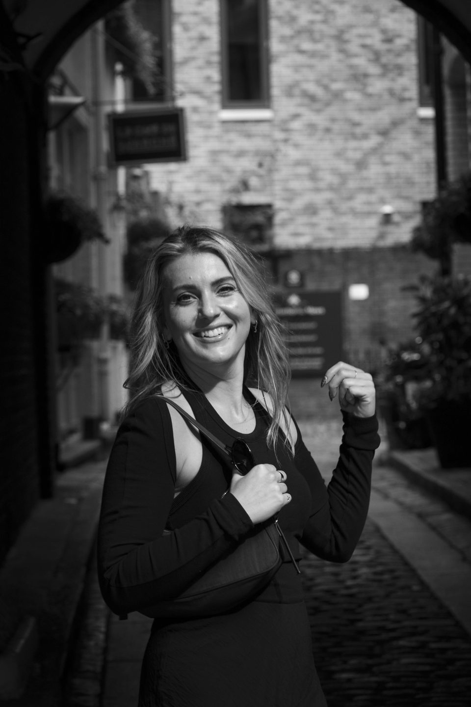 Client photographed on a private street photography walk through central London, shot in available light by Aby Abhyankar — frame 16 of 79.
