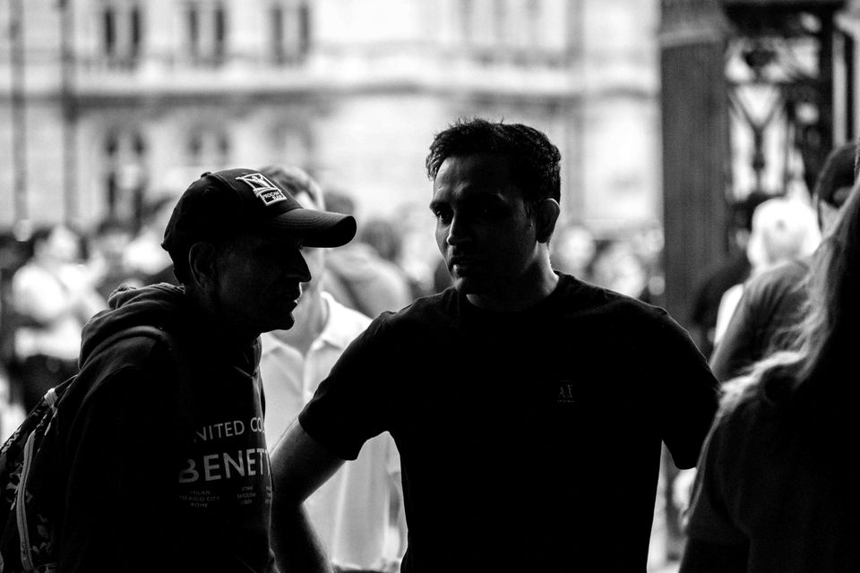 Client photographed on a private street photography walk through central London, shot in available light by Aby Abhyankar — frame 20 of 79.