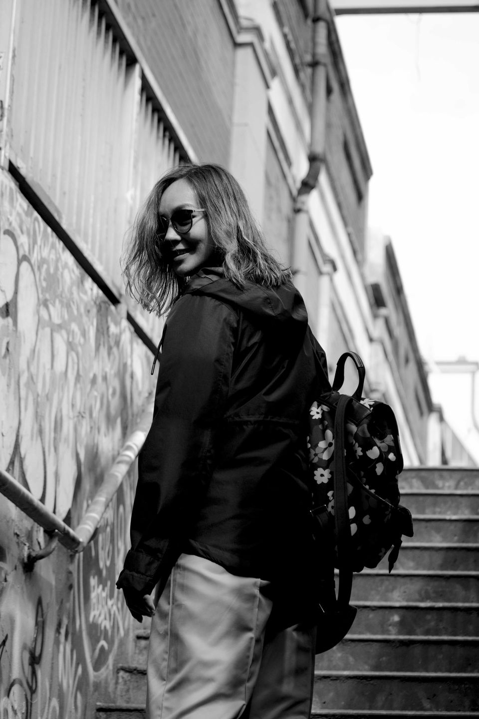 Client photographed on a private street photography walk through central London, shot in available light by Aby Abhyankar — frame 49 of 79.